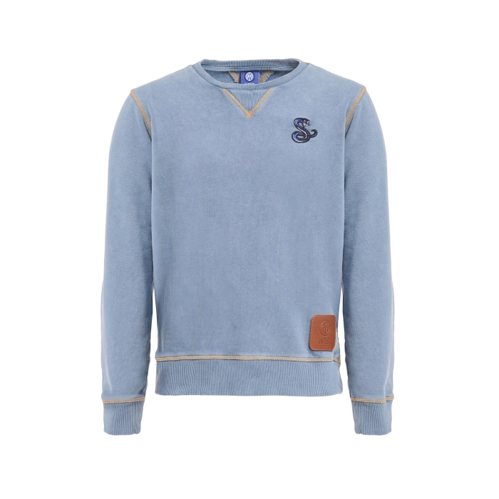 INTER FELPA GIROCOLLO STONE WASH DENIM BAMBINO