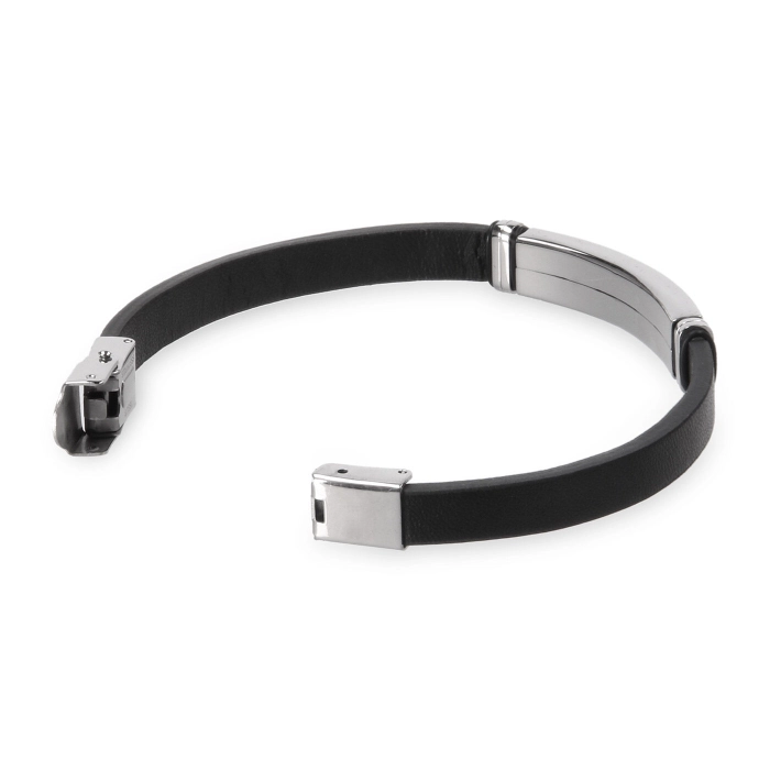 BRACCIALE IN PELLE E PIASTRINA INTER