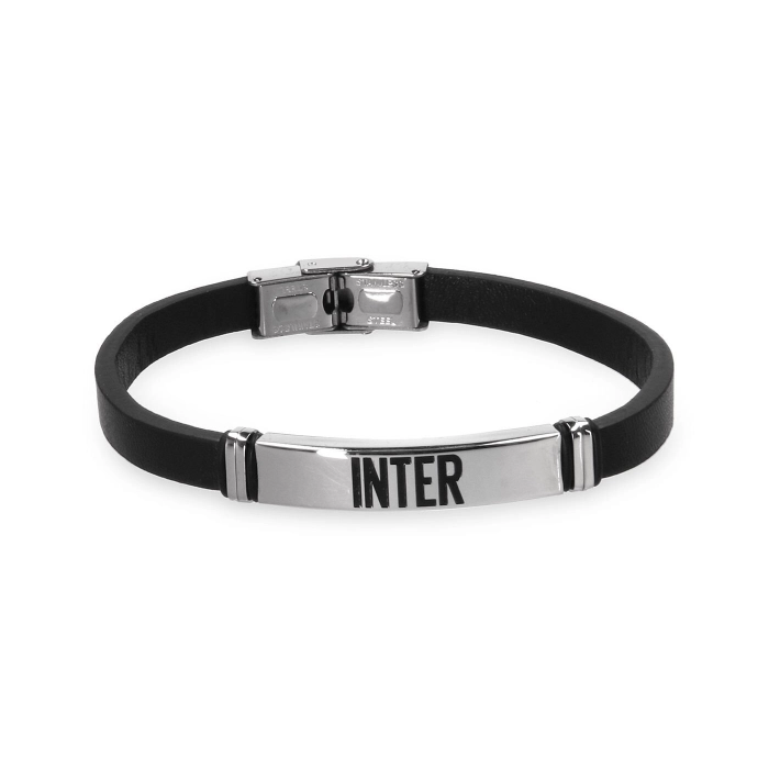 BRACCIALE IN PELLE E PIASTRINA INTER